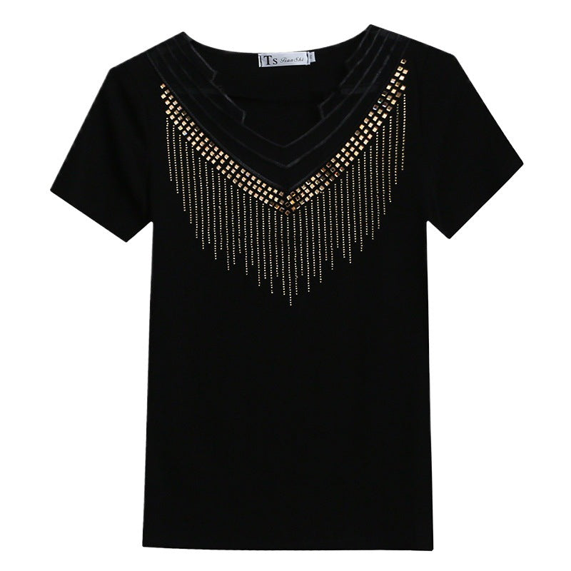 Mesh V-neck T-shirt