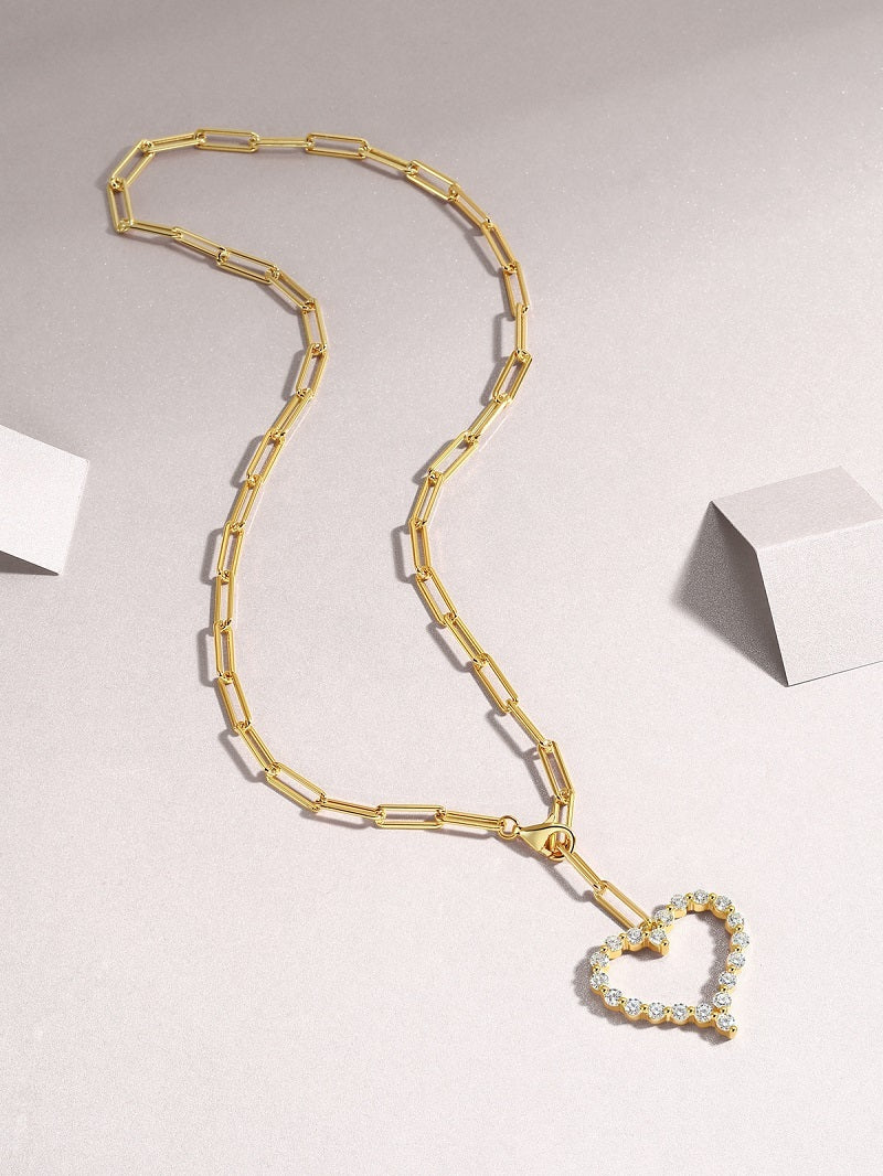 Heart's Wish - Diamond Jewelry,13g Pure Silver Jewelry, Set With Small Moissanite,Sterling Silver And Gold-plated