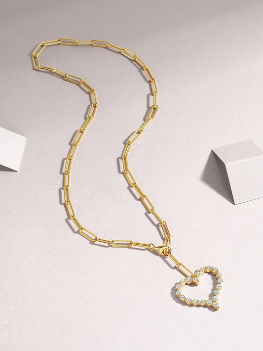 Heart's Wish - Diamond Jewelry,13g Pure Silver Jewelry, Set With Small Moissanite,Sterling Silver And Gold-plated