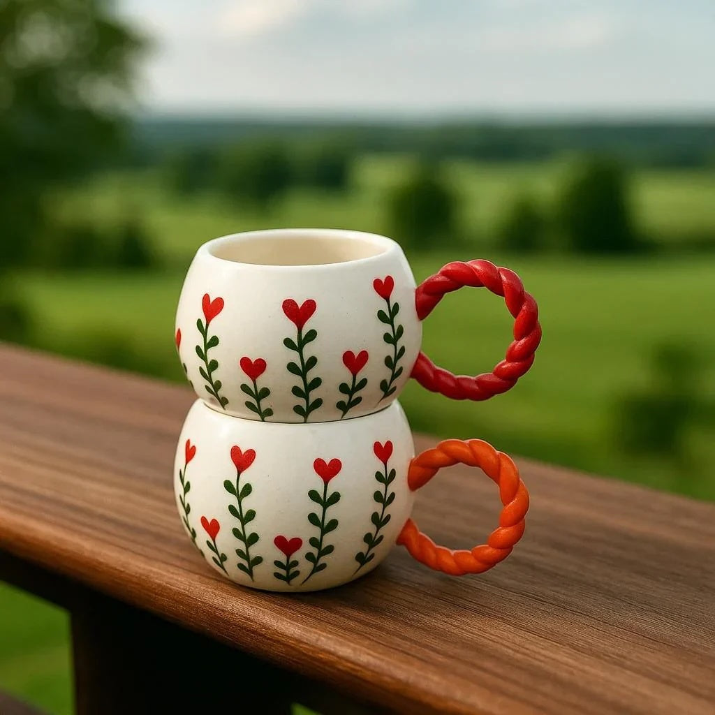 Handmade Floral Ceramic Mugs