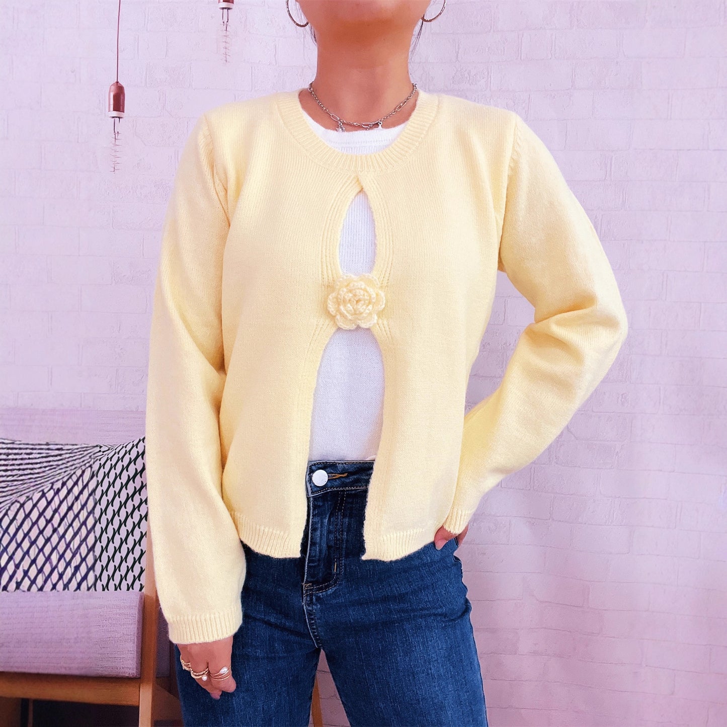 Long Sleeve Fake Two-piece Sweater