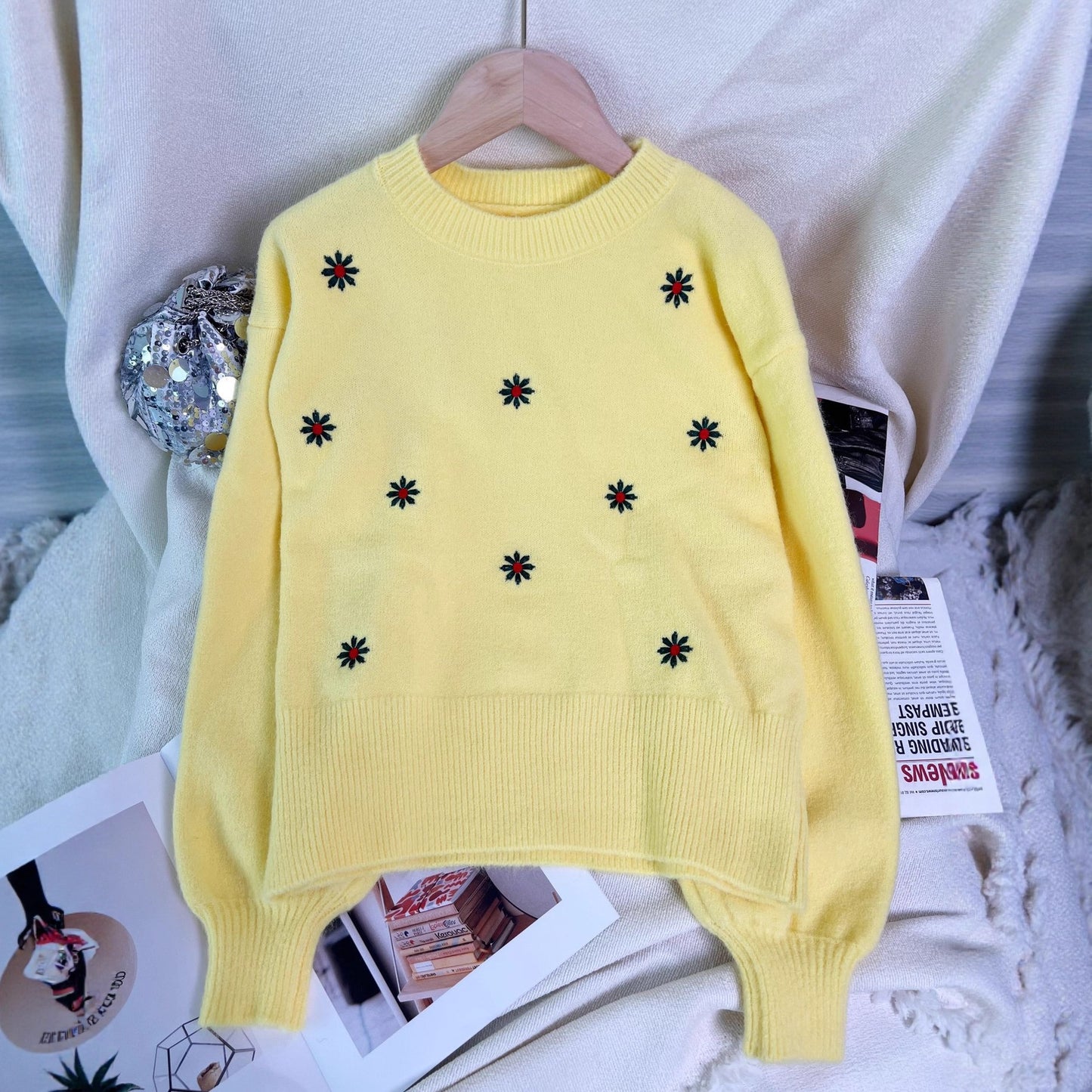 Embroidered Flower Sweater