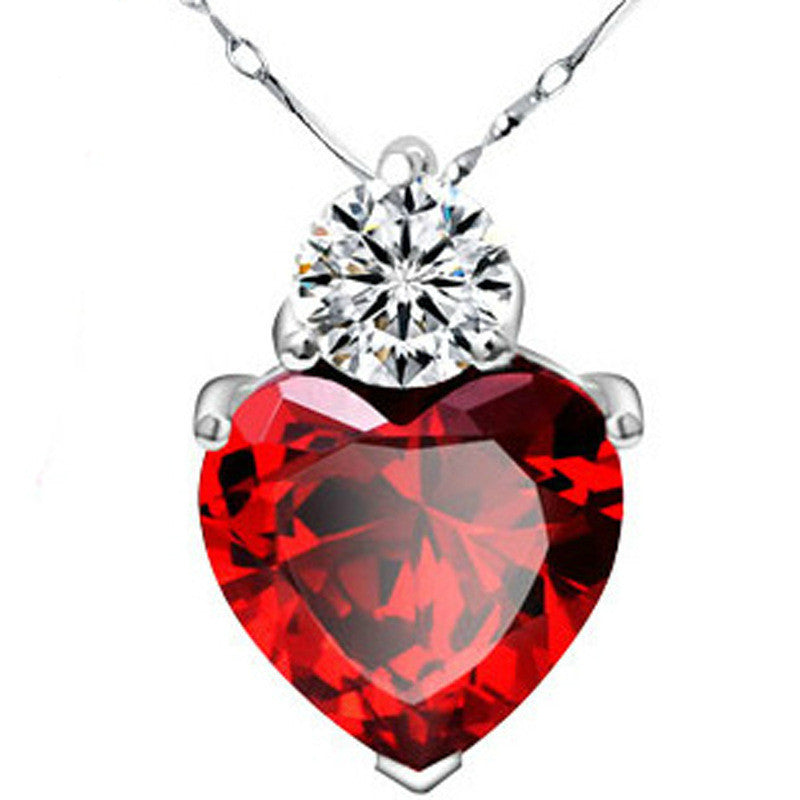 Beautiful Ruby Red Sterling Silver Necklace