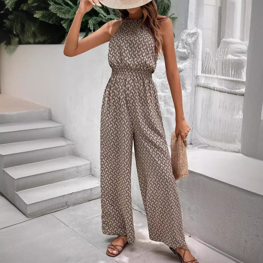 Casual Sleeveless Leopard Jumpsuit