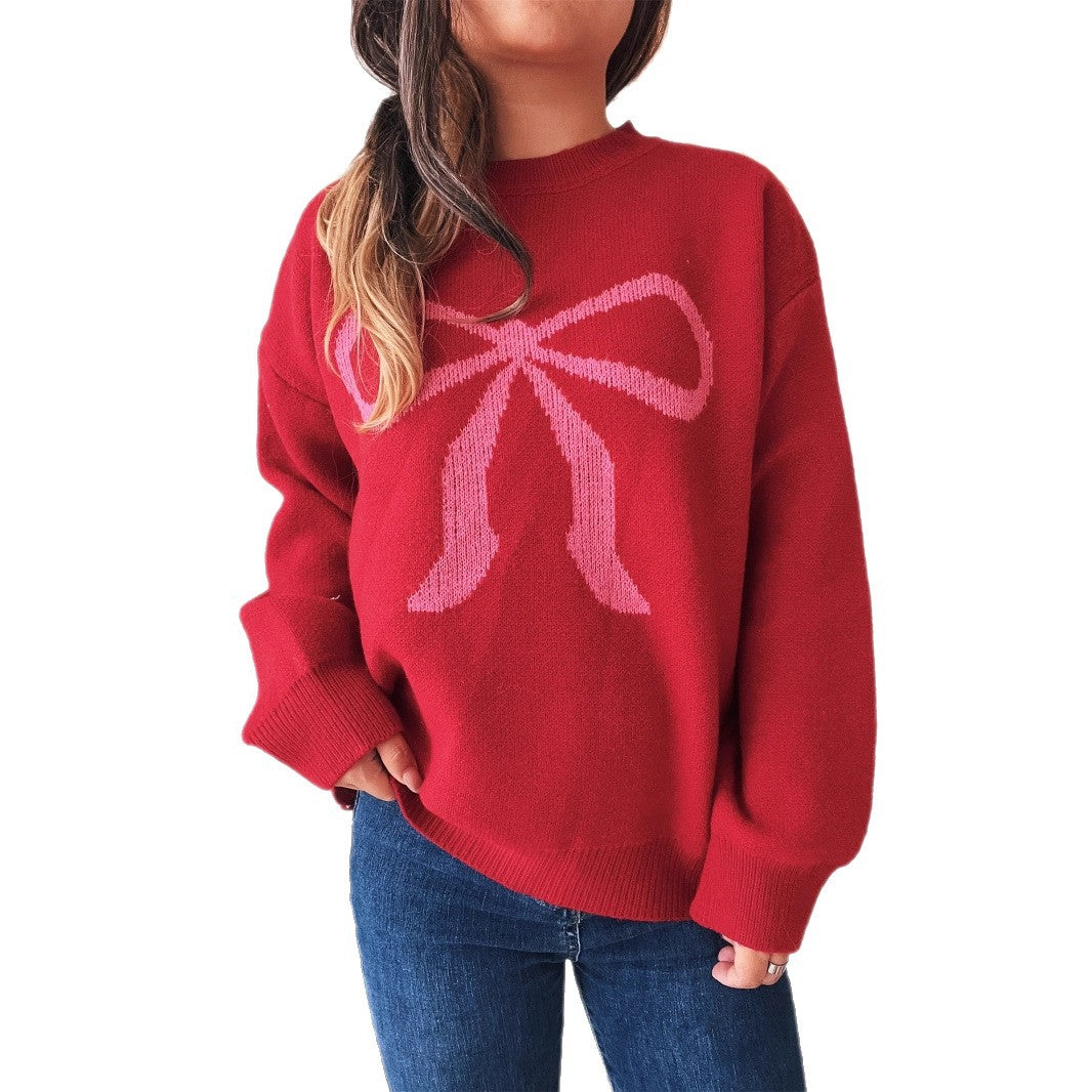 Crew Neck Bow Sweater
