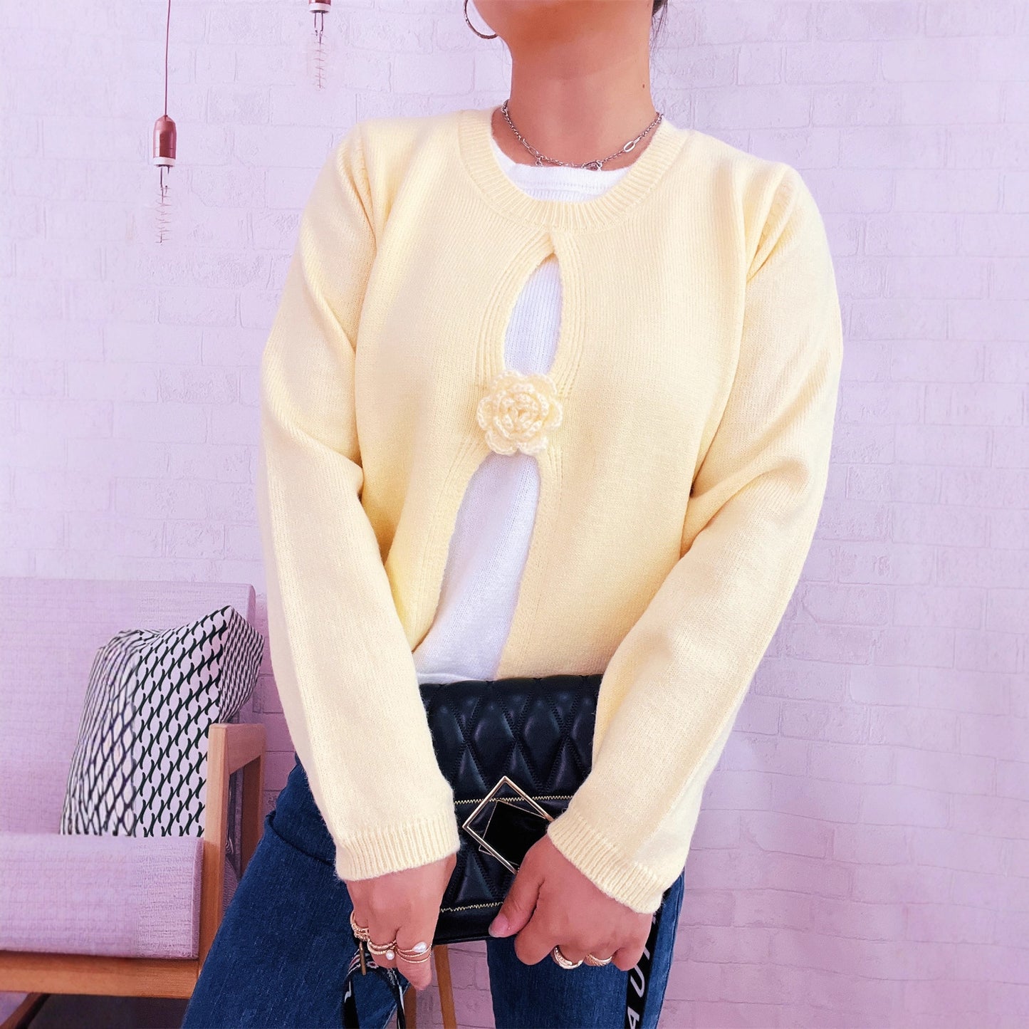 Long Sleeve Fake Two-piece Sweater