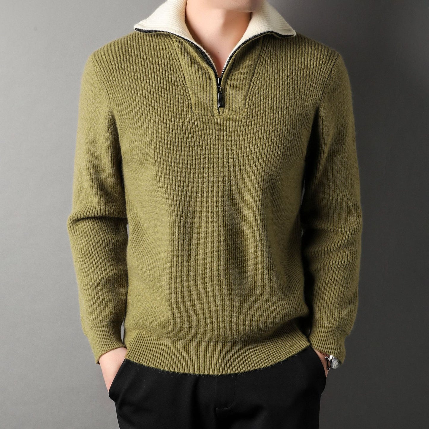 Jacquard Lapel Sweater