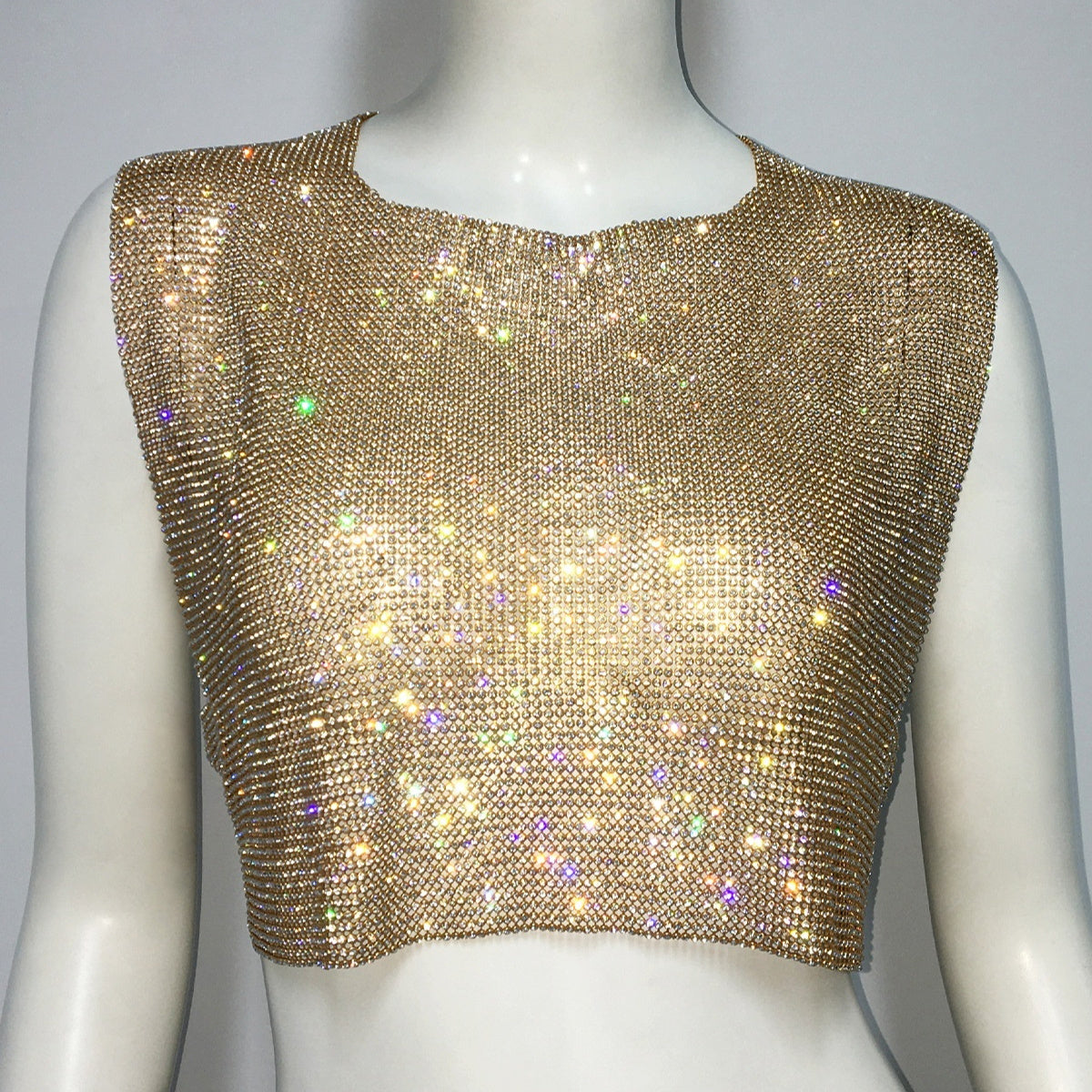 Rhinestone Backless Blouse