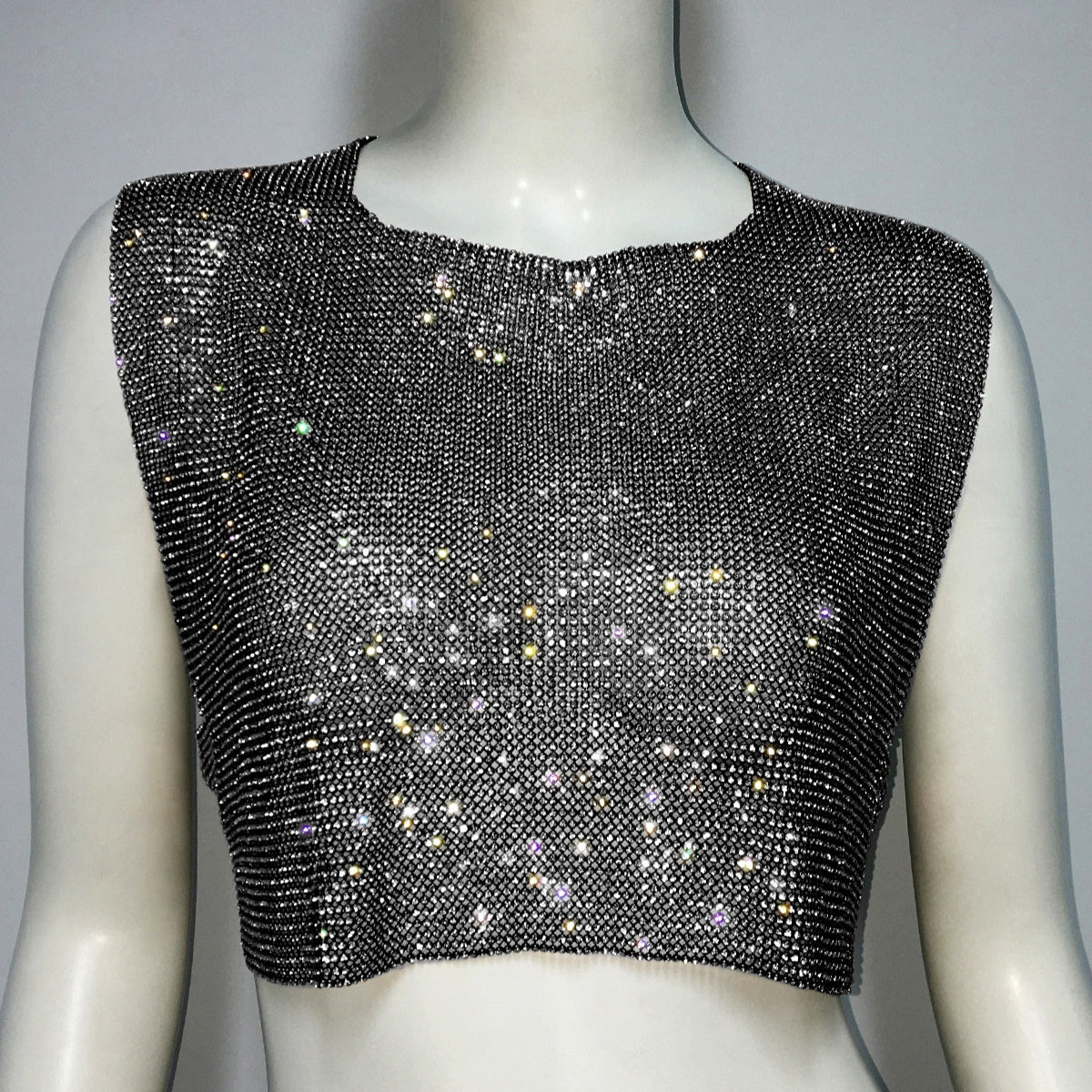 Rhinestone Backless Blouse