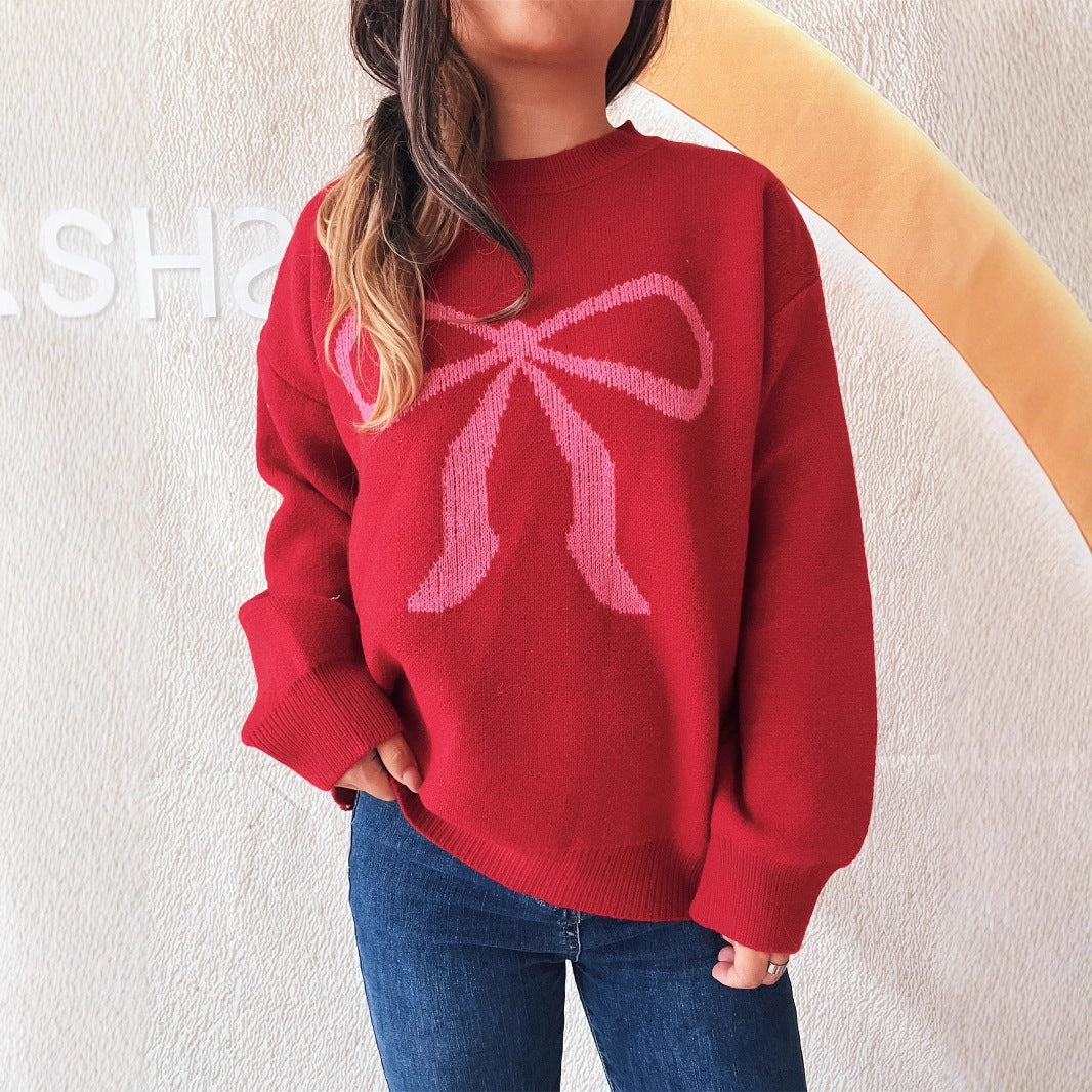 Crew Neck Bow Sweater