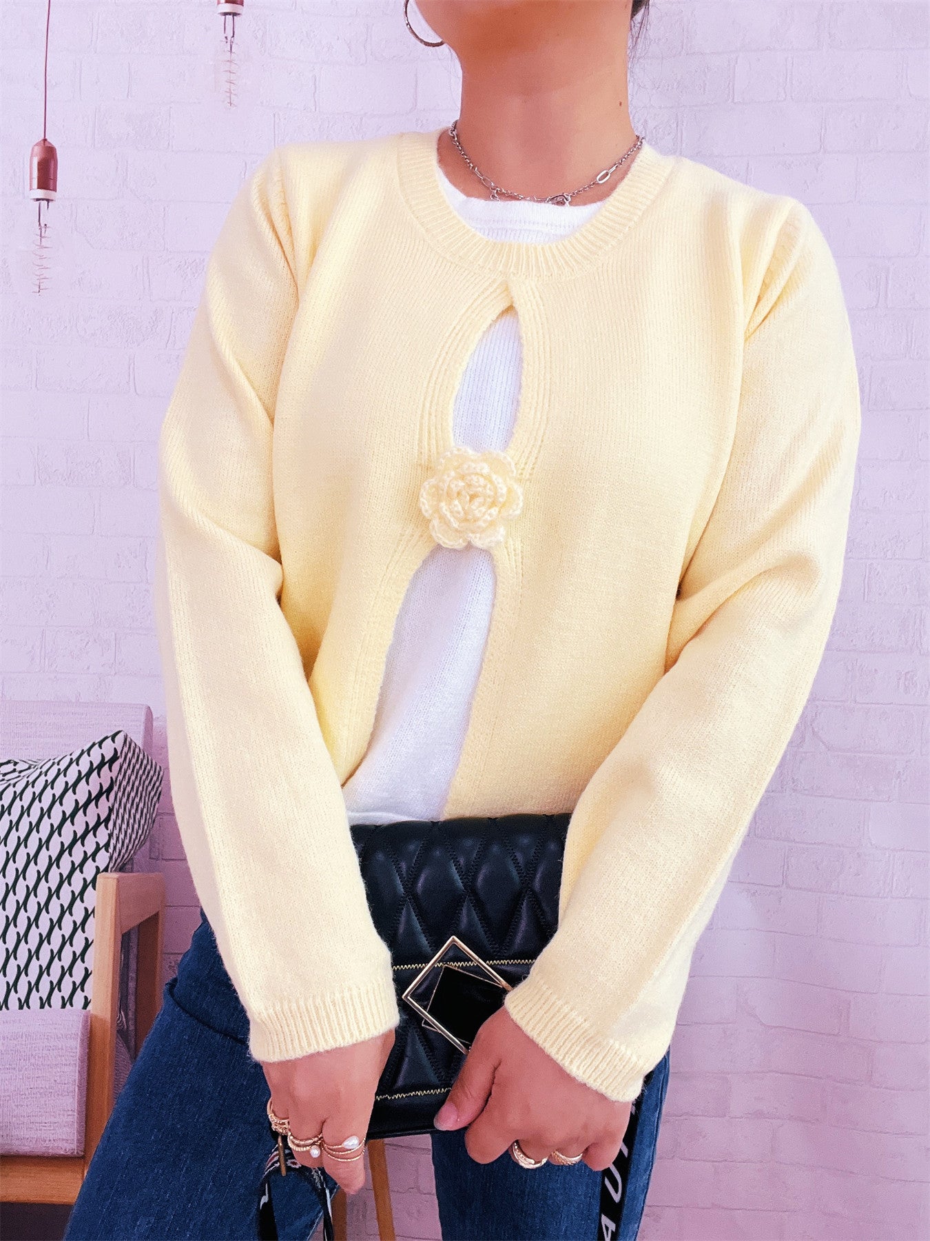 Long Sleeve Fake Two-piece Sweater