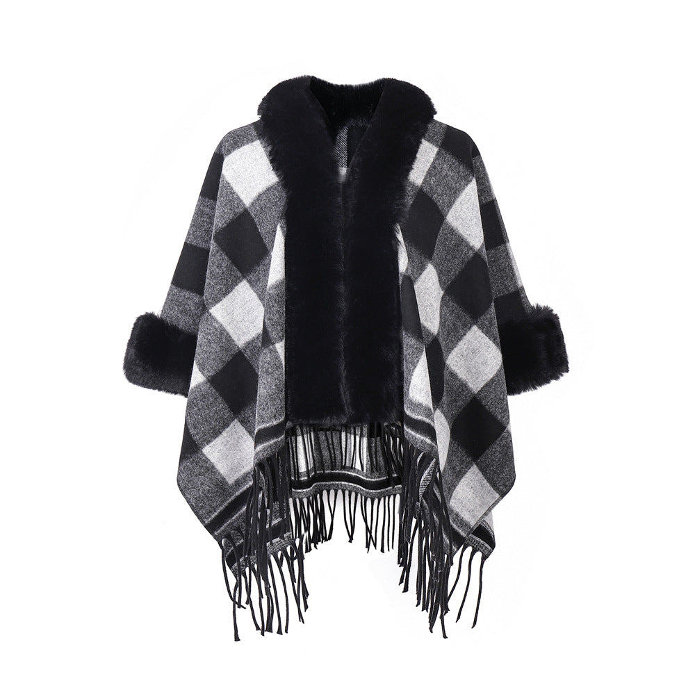 Plaid Tassel Shawl