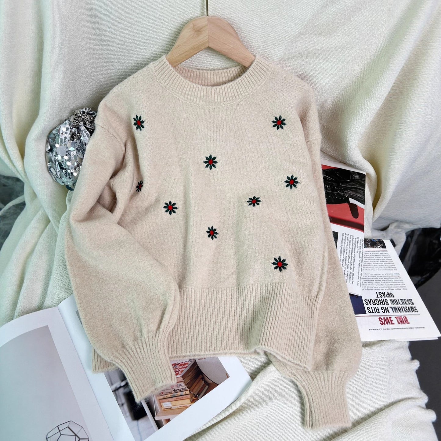 Embroidered Flower Sweater