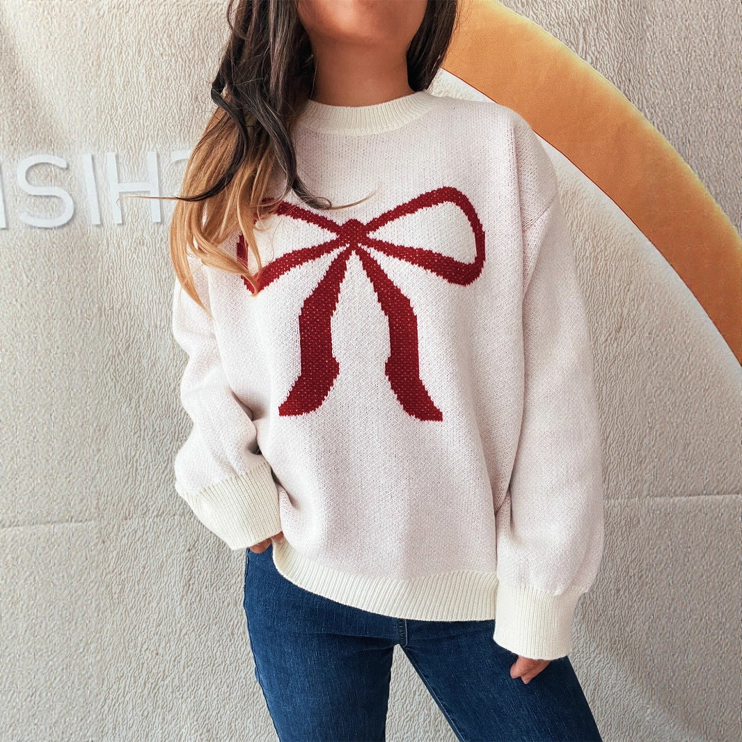 Crew Neck Bow Sweater