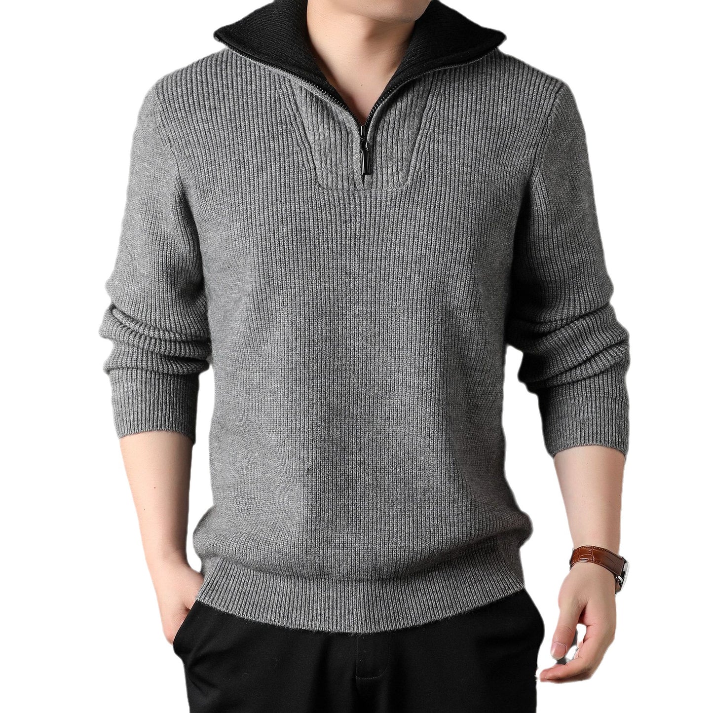 Jacquard Lapel Sweater
