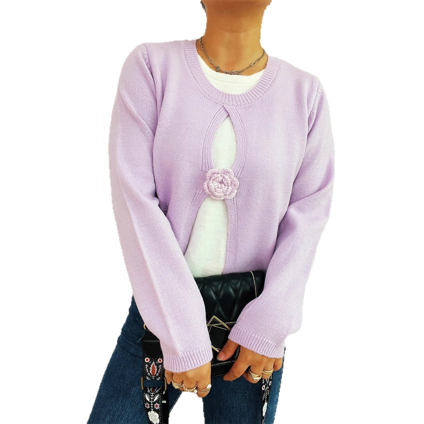 Long Sleeve Fake Two-piece Sweater