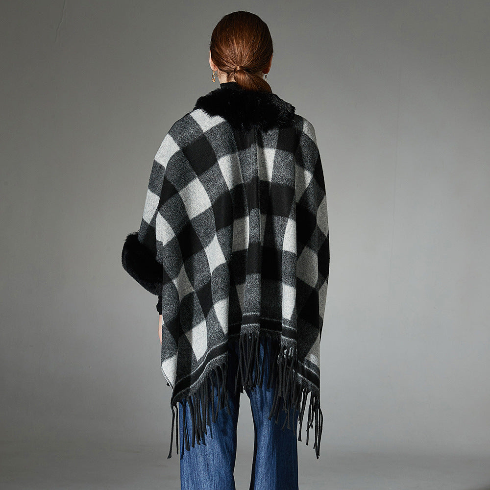 Plaid Tassel Shawl