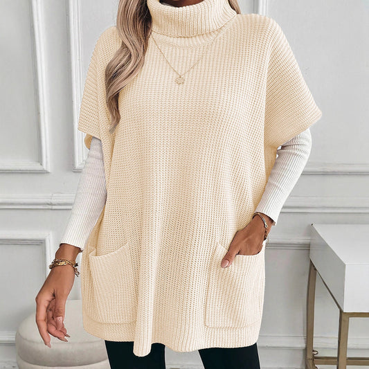 Long High-neck Sweater with pockets