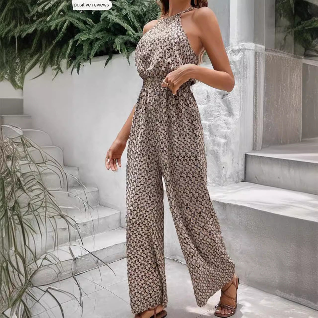 Casual Sleeveless Leopard Jumpsuit