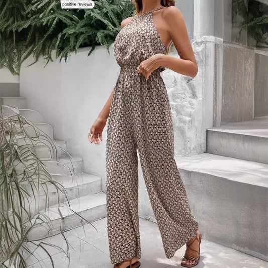 Casual Sleeveless Leopard Jumpsuit