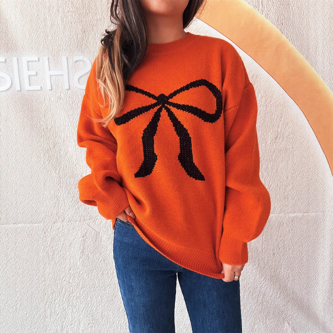 Crew Neck Bow Sweater