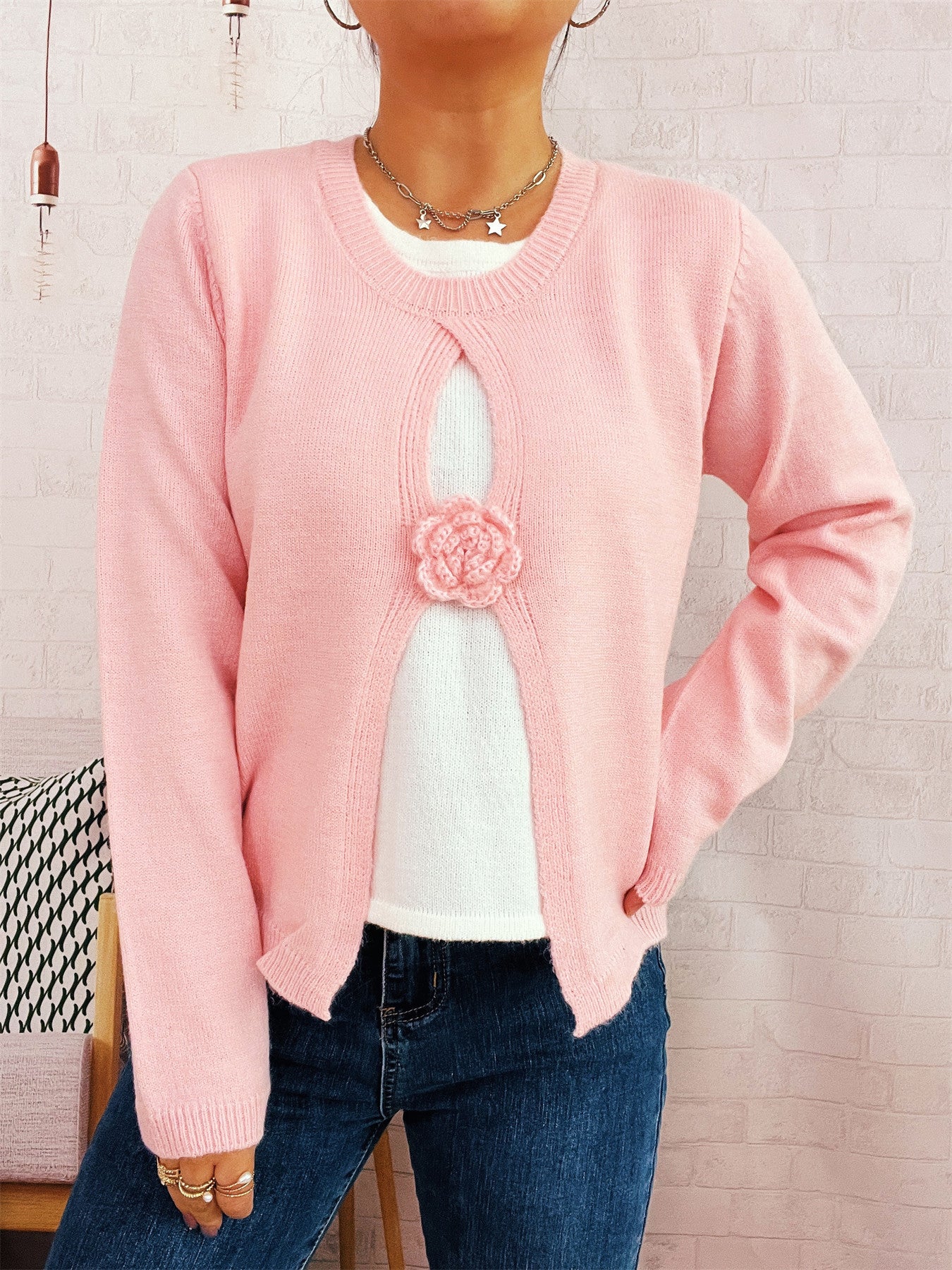 Long Sleeve Fake Two-piece Sweater