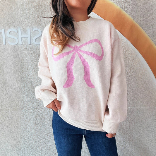 Crew Neck Bow Sweater