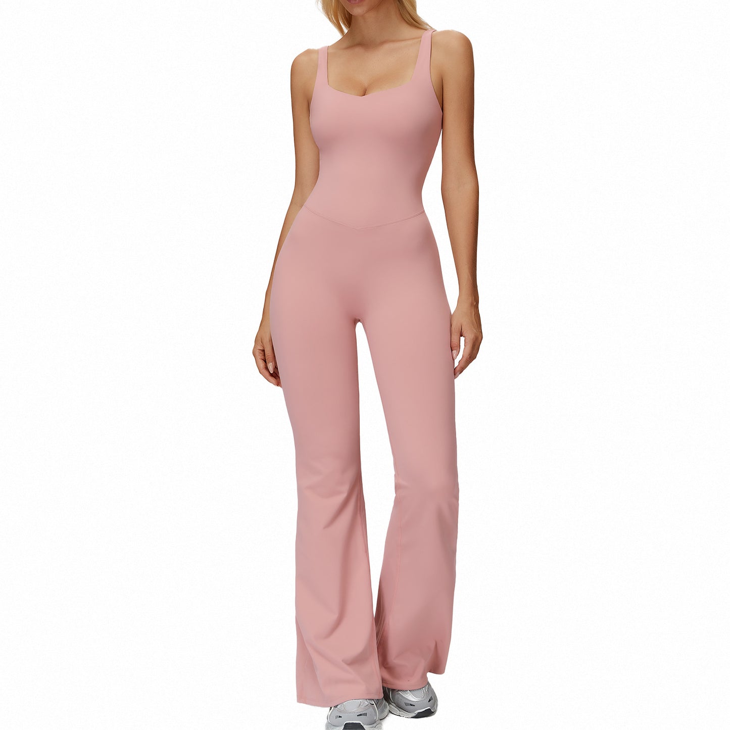 Cross Back Micro-pull Wide-leg Jumpsuit Running Sports Workout Clothes For Women