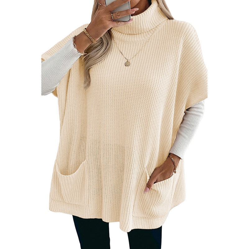 Long High-neck Sweater with pockets