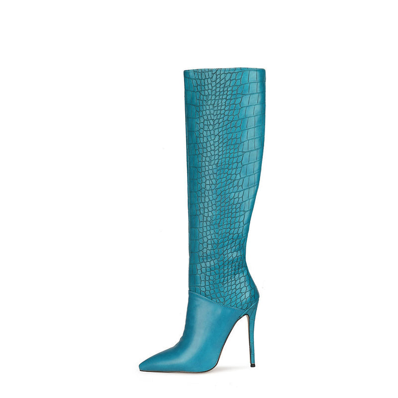 Crocodile Print Stiletto Boots