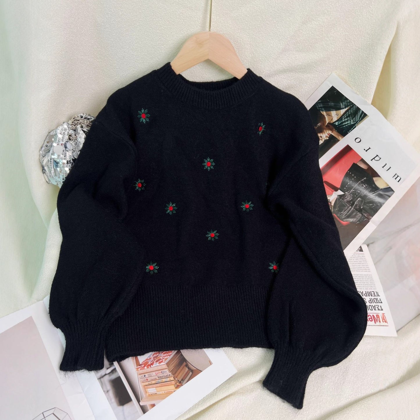 Embroidered Flower Sweater